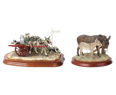Border Fine Arts Donkey Groups: 'Delivering the Milk' (Donkey Cart), model No. AG01 by Ray Ayres, limited edition 579/950, on