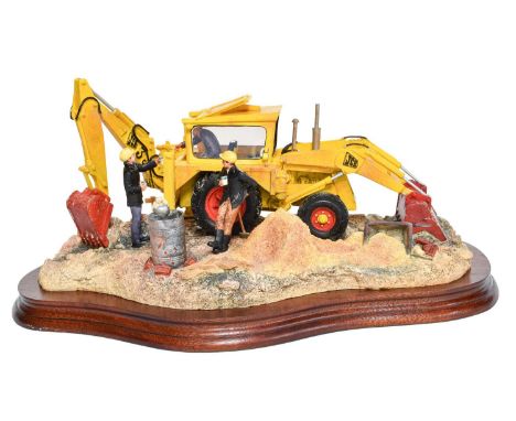 Border Fine Arts 'Tea Break' (JCB), model No. B0274 by Ray Ayres, limited edition 887/950, on wood base, with box and certifi