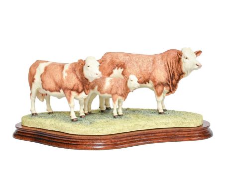 Border Fine Arts 'Simmental Family Group', model No. B0401 by Kirsty Armstrong, limited edition 293/1250, on wood base, with 