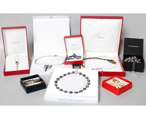 A Quantity of Costume Jewellery, including four Baccarat pendants, two Emporio Armani necklaces, two Coeur de Lion necklaces,