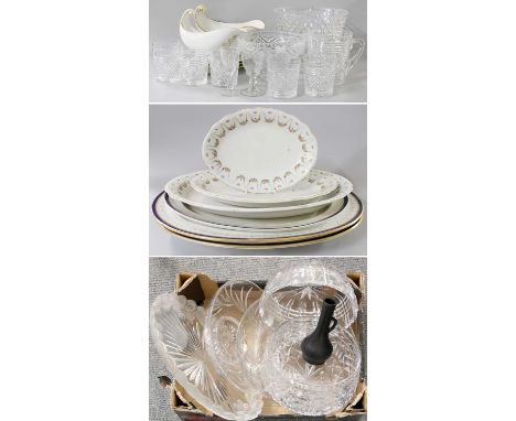 19th Century Sevres Dinnerwares with Napoleonic monogram, a cut glass jug and six tumbler set, and two 19th century liquor gl