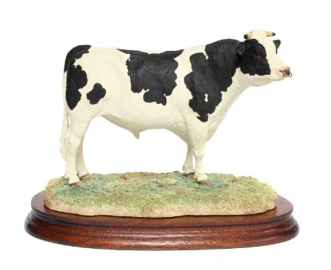 Border Fine Arts 'Holstein Bull', model No. B0308 by Kirsty Armstrong, limited edition 814/1750, on wood base, with box and c