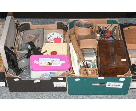 A Quantity of Clock and Watchmaker's Parts and Tools, consisting of: clock Trifix mainsprings in boxes, pocket watch mineral 