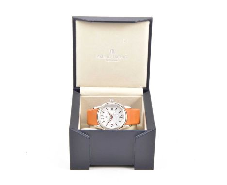 Maurice Lacroix - a gentleman's stainless steel quartz wristwatch, 30mm circular white dial with Arabics at 12, 6 and 9, bato