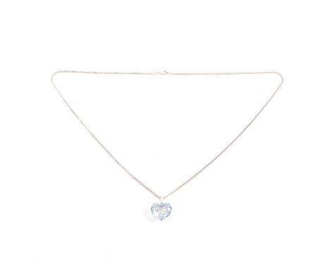 Chopard - a diamond heart pendant from the "So Happy" range, the 15mm heart-shaped synthetic blue spinel pendant inlaid with 