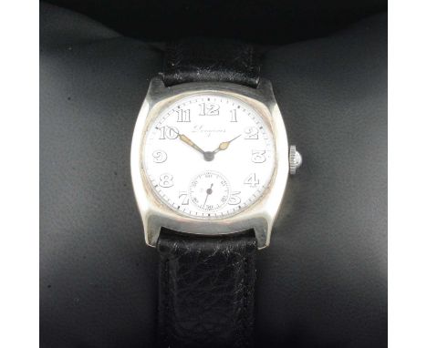 Longines - a gentleman's vintage wristwatch, 27mm white enamel dial with Arabic numerals and subsidiary seconds dial in a 30m