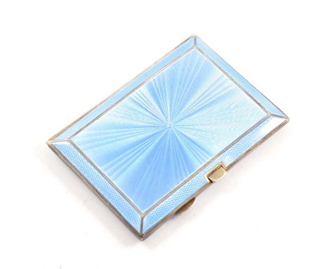 A silver and blue enamel card case, Henry Clifford Davis, Birmingham 1928, enamelled both sides, gilt interior, 83mm x 50mm, 