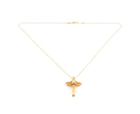 Tiffany - a Signature X 18 carat yellow gold cross and chain, the 25x20mm cross marked on the back 750, © T&amp;Co, fine trac