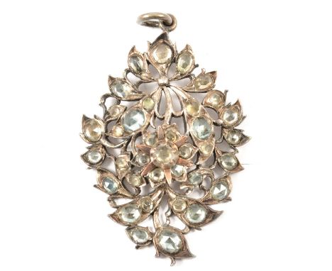 A rose cut paste pendant, the stones set in a white metal mount testing as silver, 45 x 35mm, vintage A Thichaur Marseille do