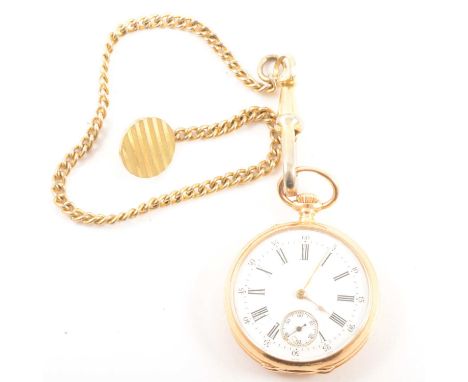 Vacheron &amp; Constantin - A yellow metal fob watch, the white enamel dial with Roman numeral chapter ring, outer Arabic min