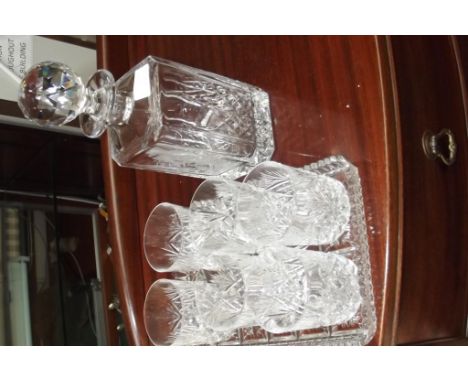 Whiskey decanter and 6 glasses