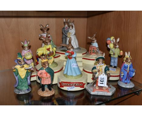 A COLLECTION OF ROYAL DOULTON BUNNYKINS FIGURES WITH BASE, comprising Mystic Bunnykins DB197, The Robin Hood Collection: Prin