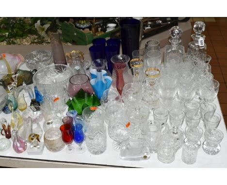 A QUANTITY OF GLASS WARE, to include a selection of drinking glasses and other crystal items by manufacturers including Zawie