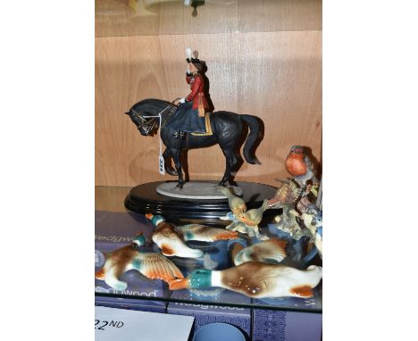 A COUNTRY ARTISTS 'TROOPING THE COLOUR' FIGURE WITH A GROUP OF BIRD FIGURES, comprising limited edition 'Trooping the Colour'