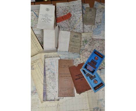 TWENTY-TWO VINTAGE MAPS, some cloth-backed, to include Ordnance Survey, Bartholomew's, R.A.F and Duckham's