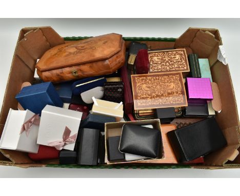 A LARGE BOX OF ASSORTED JEWELLERY AND TRINKET BOXES, to include assorted wooden boxes with hinged lids, 'Pandora' boxes and o