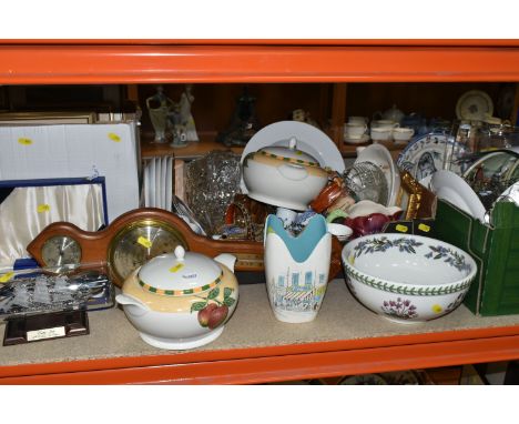 THREE BOXES AND LOOSE CERAMICS AND GLASSWARE, to include a mid-century Midwinter Stylecraft 'Cannes' design vase by Hugh Cass