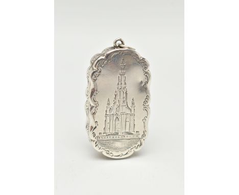 A LATE VICTORIAN SILVER VINAGRETTE, wavy rectangular form, floral pattern with vacant cartouche to one side, the other side d