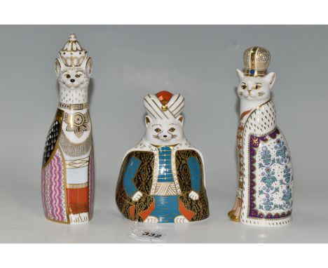THREE ROYAL CROWN DERBY PAPERWEIGHTS FROM THE ROYAL CATS COLLECTION, comprising Persian, Burmese and Russian (3) (Condition R