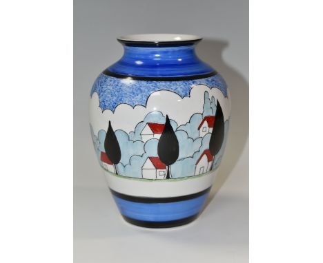 A BIZARRE CRAFT RENE DALE BALUSTER VASE PAINTED IN THE MAY AVENUE PATTERN, dated 2002, painted marks to the base, height 19cm