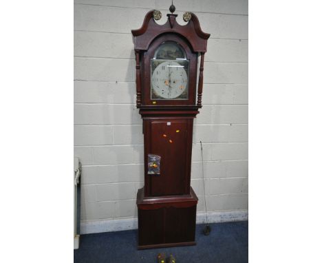 THOMAS BUTTON OF WAKEFIELD, A 19TH CENTURY EIGHT DAY CLOCK MECHANISM, with painted scenes, depicting people, landscapes, a 13