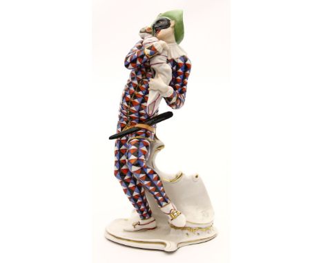 Bustelli, Franz Anton "Mezzetino" aus der "Commedia dell'Arte". Bunt bemalt. Nach dem Entwurf um 1760, als Tafelschmuck für d