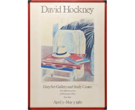 Hockney, David (geb. 1937 Bradford) Handsigniertes Plakat "Grey Art Gallery and Study Center, New York". Farboffset, re. u. h