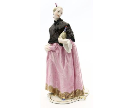 Bustelli, Franz Anton "Donna Martina" aus der "Commedia dell'Arte". Bunt bemalt. Nach dem Entwurf um 1760, als Tafelschmuck f