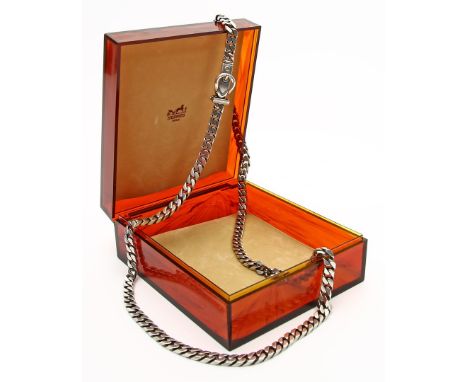 Vintage-Kettengürtel "Ceinture", Hermès. 800/000 Silber, 197 g. Gem. "HERMÈS PARIS". Tragespuren und Kratzer. B. 1, L. ca. 94