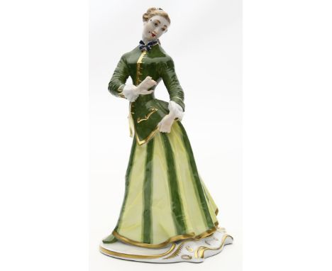 Bustelli, Franz Anton "Julia" aus der "Commedia dell'Arte". Bunt bemalt. Nach dem Entwurf um 1760, als Tafelschmuck für den M