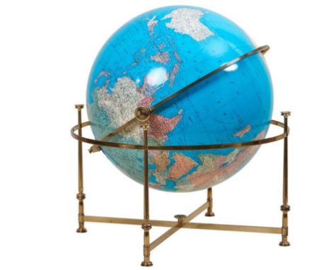Großer Vintage-Standglobus. Messingstand. Globus beleuchtet und drehbahr. Im Hollywood Regency-Stil. 20. Jh. H. 84, D. 84 cm.