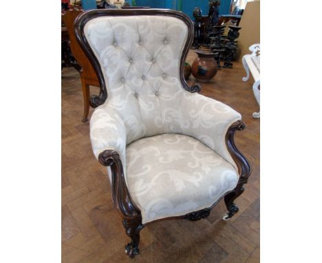 Victorian button back arm chair Unfortunately we are not doing condition reports for this sale.
