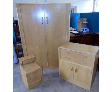 G Plane light oak bedroom suite complete with two-door wardrobe , tallboy and bedside locker Unfortunately we are not doing c