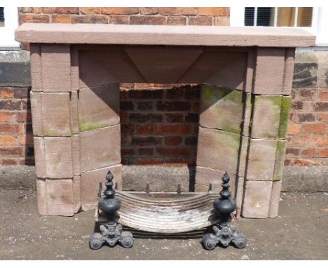 An early 19th century cut sandstone fireplace complete with cast iron dog grate Unfortunately we are not doing condition repo