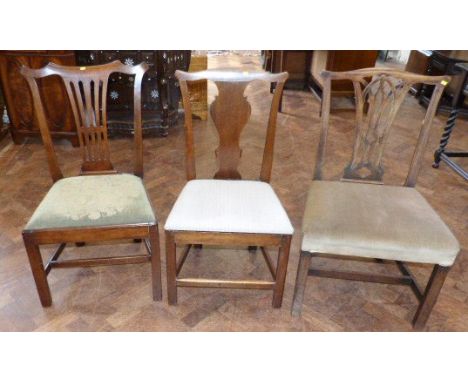 Three Chippendale style mahogany dining chairs. Unfortunately we are not doing condition reports for this sale.