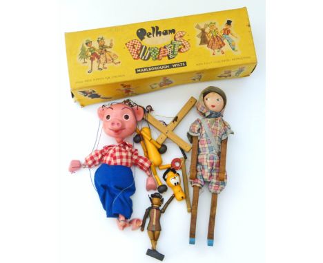 Boxed Pelham "Pic" puppet and various other figures Unfortunately we are not doing condition reports for this sale.