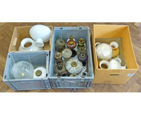 A quantity of mainly oil lamp shades Unfortunately we are not doing condition reports for this sale.