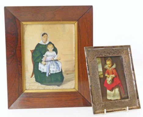 Victorian rosewood framed portrait of mother, child and doll and embossed silver plated picture frame Unfortunately we are no