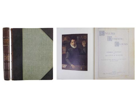 Herbert Cescinsky and Malcomb R. Webster English domestic Clocks Folio, half leather with green cloth boards and gilt tooled 