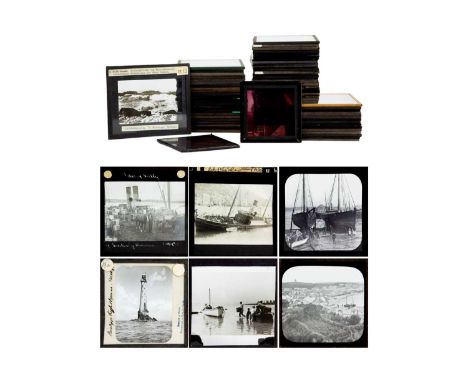 (Isles of Scilly) A good collection of seventy three glass lantern slides  Mostly depicting the Isles of Scilly, many with co