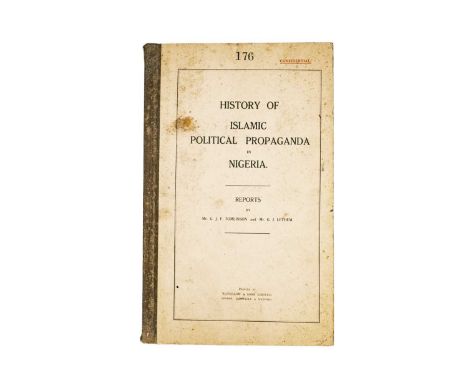 G. J. F. Tomlinson and G. J. Lethem History of Islamic Political Propaganda in Nigeria  Cloth backed printed card boards, clo