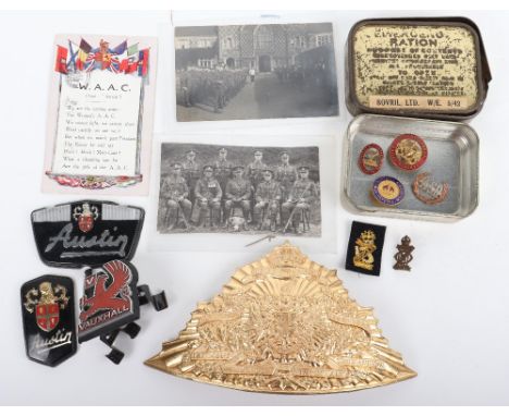City of London Imperial Yeomanry Other Ranks Lance Cap Plate, being a gilded example with two screw post fittings to the reve