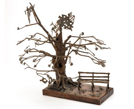 Kenneth Rowden
PARK BENCH AND TREE
welded steel and stained wood plinth
22 x 11.5 x 34cms; 9 x 4 1/2 x 13 1/2in. high;
togeth