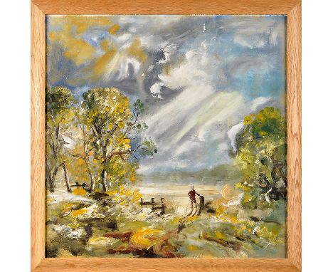 Antos Sulek
A FIGURE STANDING AT A FIELD GATE
signed and dated 1971 verso
oil on board
60 x 60cms; 23 1/2 x 23 1/2in.