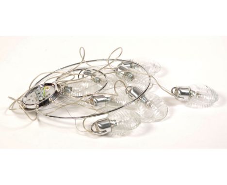 A Fabbian "Agua" pattern suspension light fitting, with eight drops and central ring pattern design.
