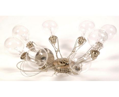 A Lumina matrix dopier suspension light, after a design by Yaacov Kaufman, in an aluminium alloy, featuring two central bodie