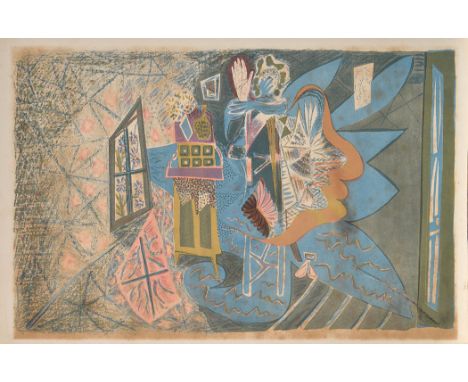 After Ceri Richards
"SHADOW IN A ROOM"
colour lithograph c.1950
38 x 57cms; 15 x 22 1/2in., unframed.