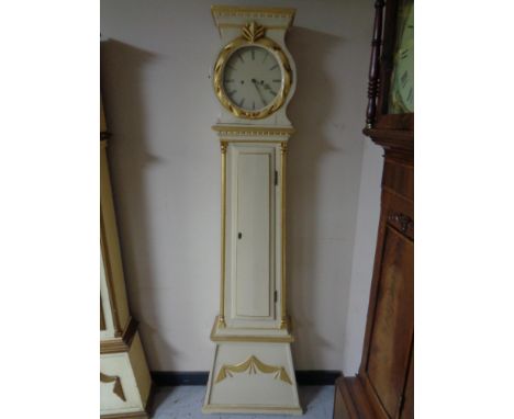 A continental painted longcase clock with circular dial 