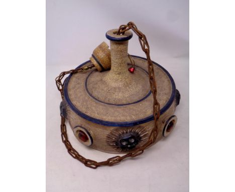 A 1970s continental pottery pendant light fitting 