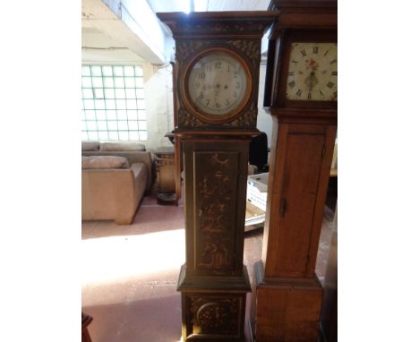 A continental painted longcase clock with circular dial  